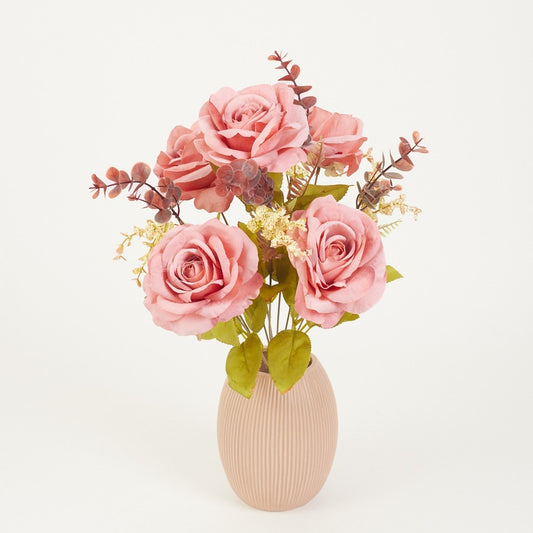 Roosa roosi kunstlillekimp 47 cm - Kunstlilled