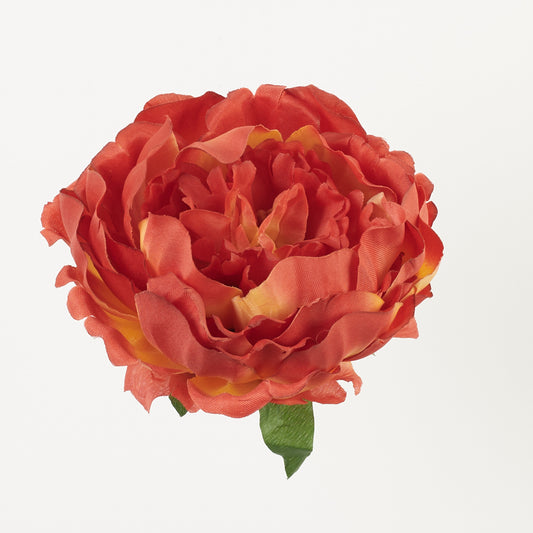 Ruskea/vihreä tekopionin kukkapää, 7.5 cm