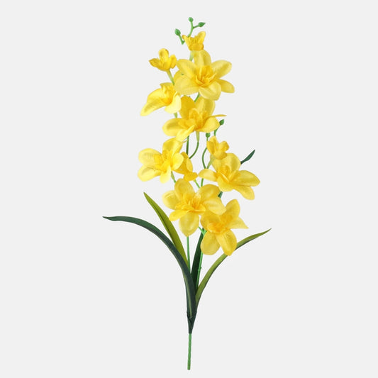 Kollane satiinorhidee kunstlill 50 cm - Kunstlilled
