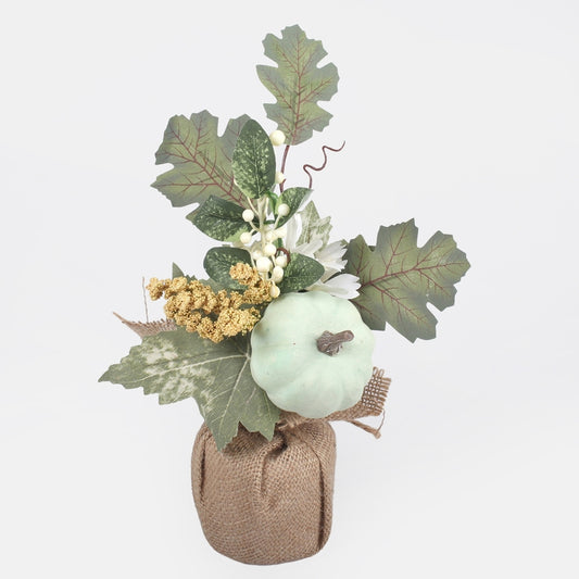 Heleroheline sügisseade kõrvitsaga 28 cm - Kunstlilled