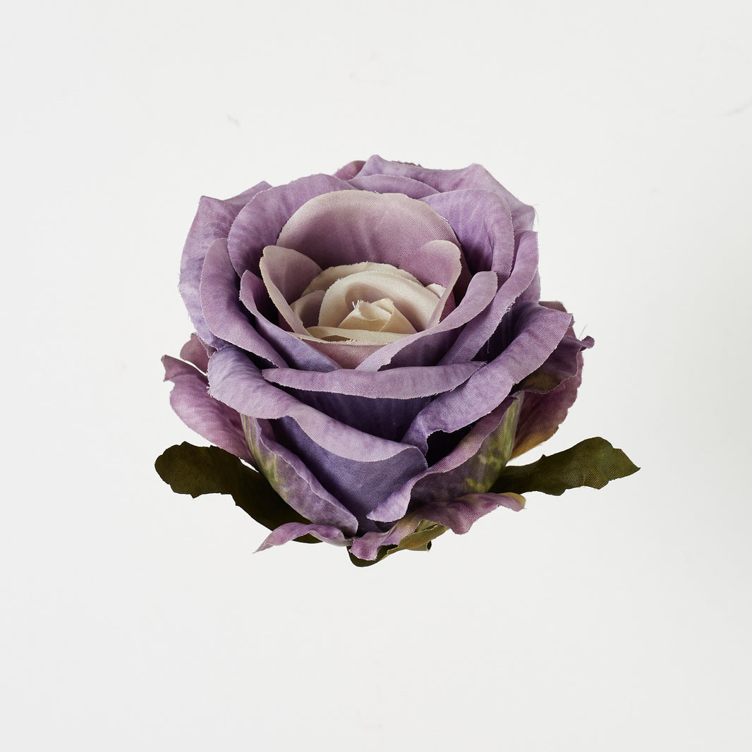 Syksyinen violetti tekoruusun kukkapää, 7 cm