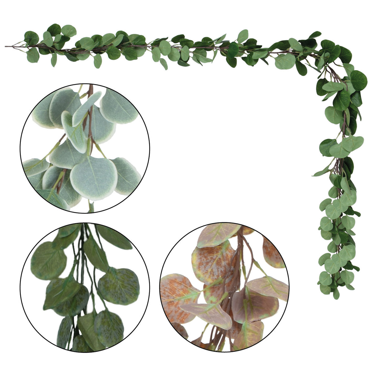Tumma/vihreä/vaalea/vihreä eukalyptus – tekoköynnös, 180 cm