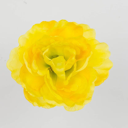 Vaalea keltainen tekopionin kukkapää, 6 cm, 12 kpl