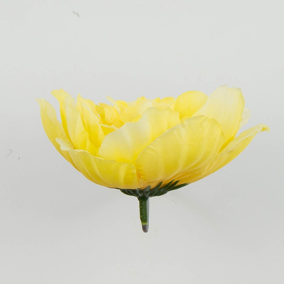 Vaalea keltainen tekopionin kukkapää, 6 cm, 12 kpl