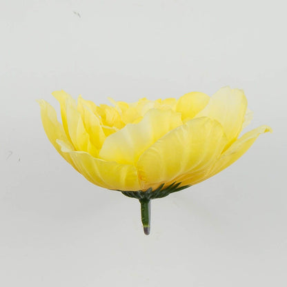 Vaalea keltainen tekopionin kukkapää, 6 cm, 12 kpl