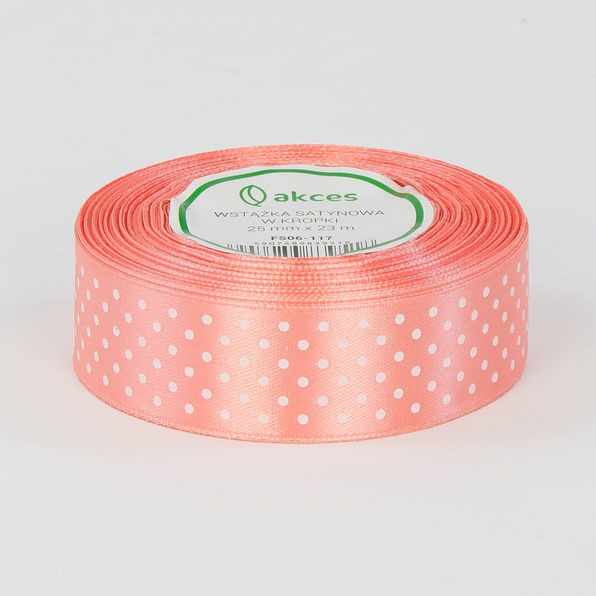 Vaalea lohenpunainen koristenauha, satiini, 25 mm