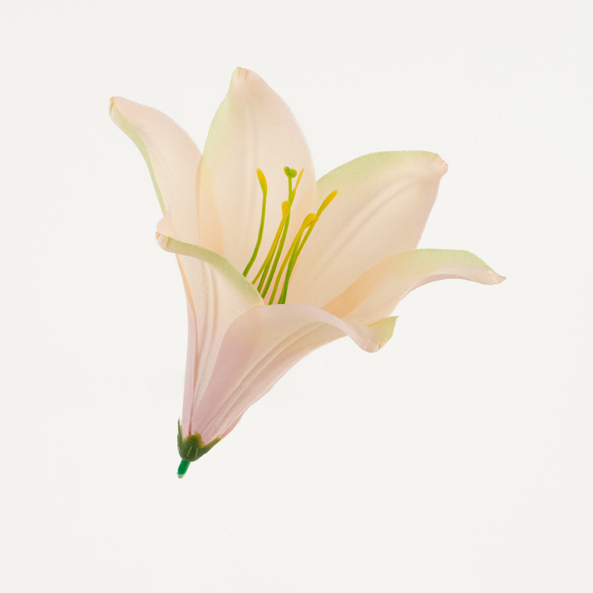 Vaalea/lohenpunainen/vaaleanpunainen tekoliljan kukkapää, satiini, 13 cm