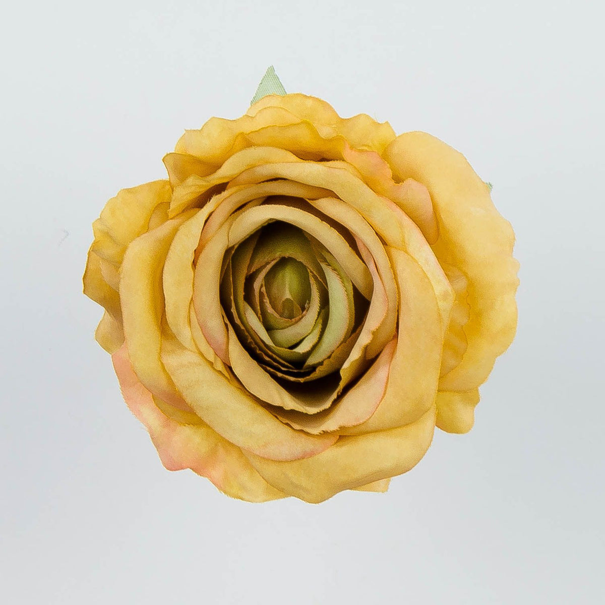 Vaalea/ruskea/vihreä tekoruusun kukkapää, 9 cm
