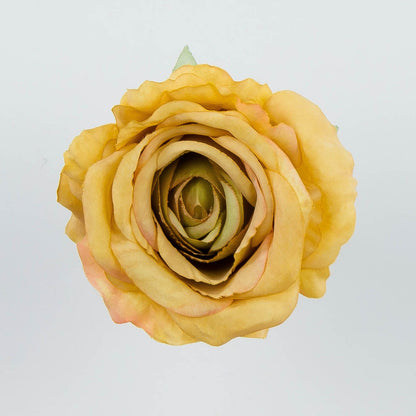 Vaalea/ruskea/vihreä tekoruusun kukkapää, 9 cm