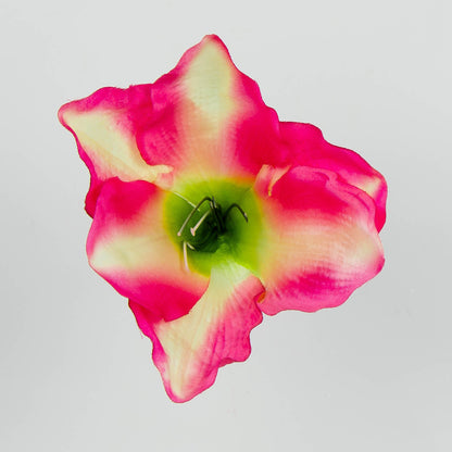 Vaalea/vaaleanpunainen/kerma amaryllis – tekokukkapää, satiini, 13 cm, 12 kpl