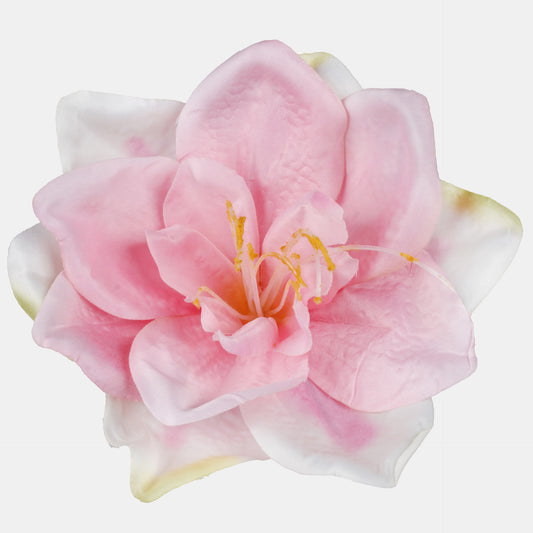 Vaaleanpunainen amaryllis – tekokukkapää, satiini, 18 cm
