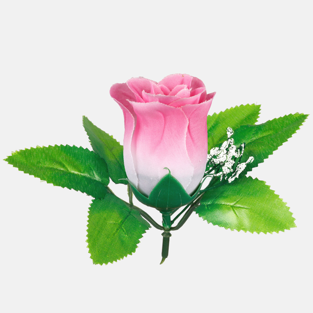 Vaaleanpunainen tekoruusun kukkapää, 6 cm