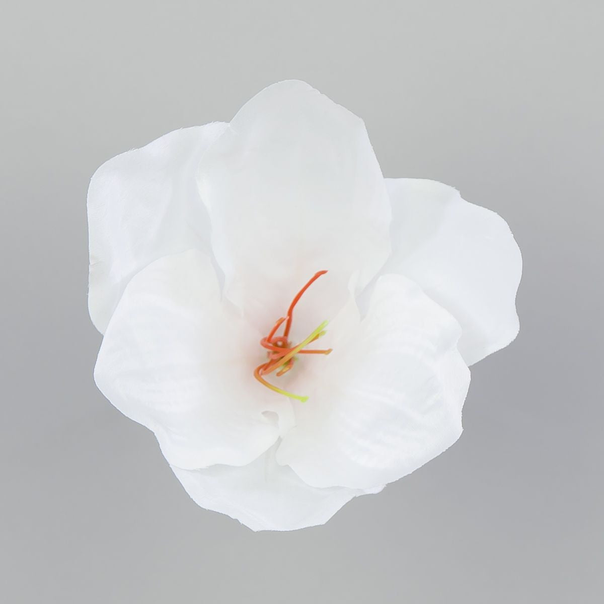 Valkoinen amaryllis – tekokukkapää, satiini, 13 cm, 12 kpl