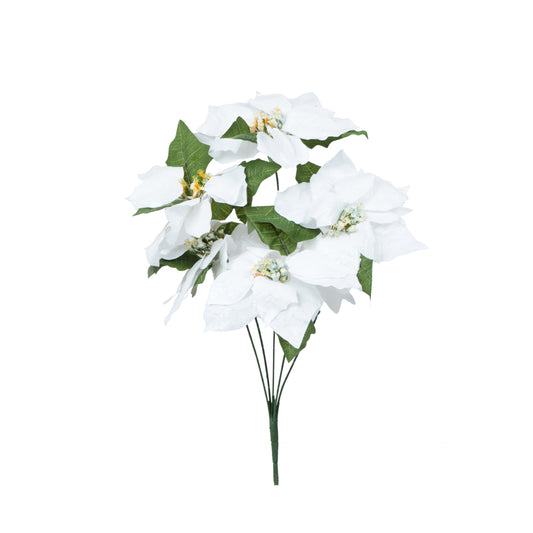 Valkoinen joulutähti – tekokukkakimppu, 50 cm