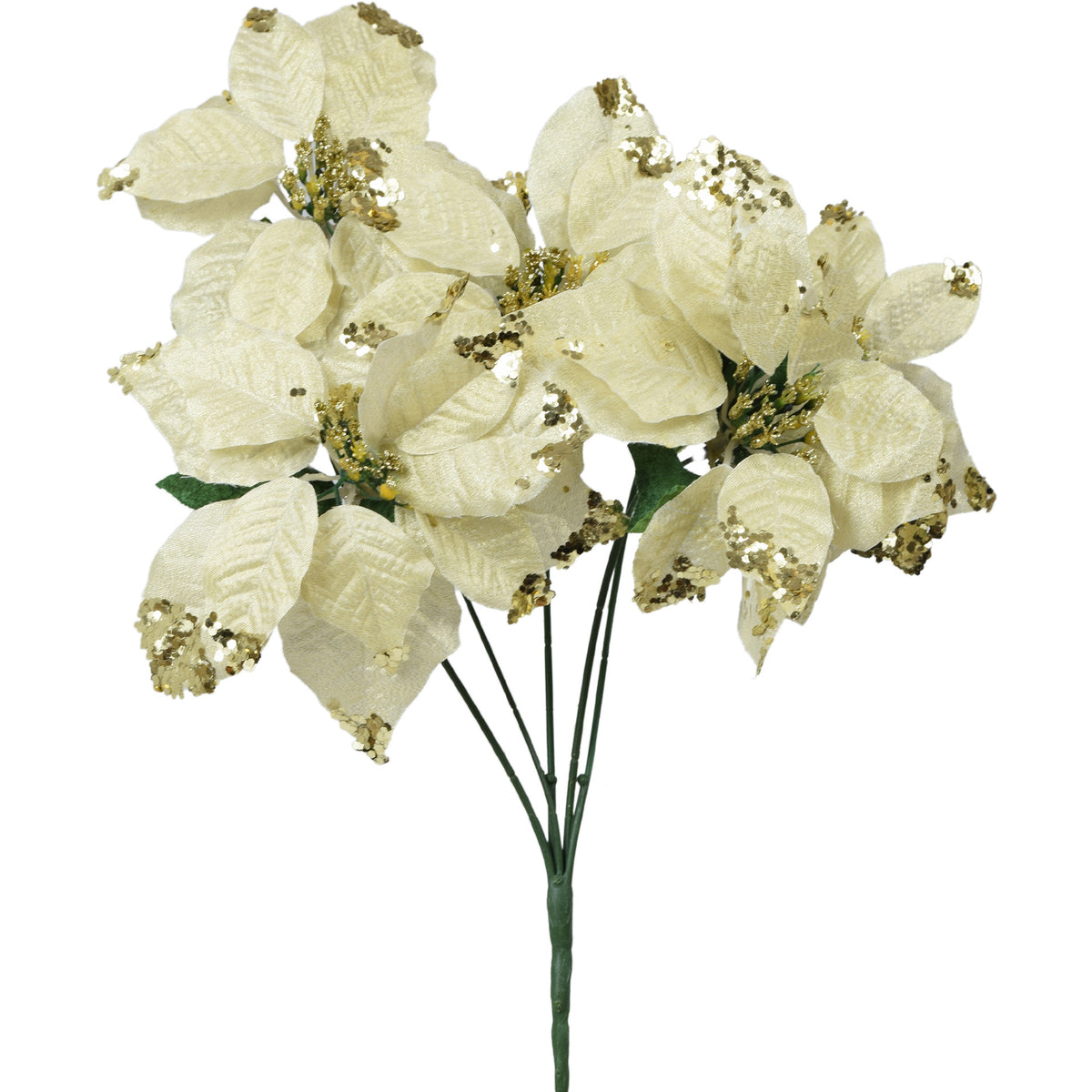 Valkoinen joulutähti – tekokukkakimppu, 54 cm