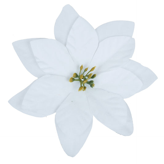 Valkoinen joulutähti – tekokukkapää, 13 cm, 6 kpl / pakkaus
