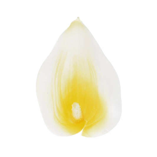 Valkoinen/keltainen tekokallan kukkapää, 13 cm