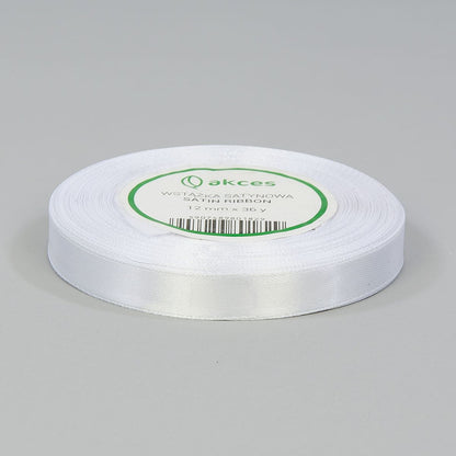 Valkoinen koristenauha, satiini, 12 mm