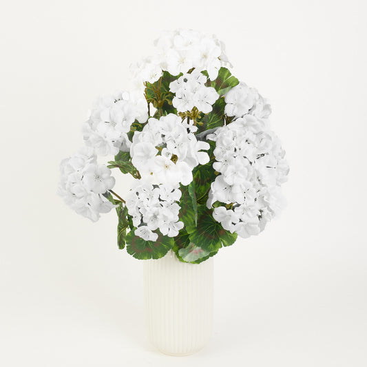 Valkoinen pelargoni – tekokukkakimppu, 56 cm