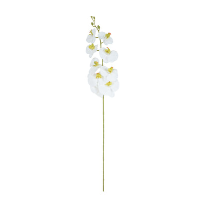 Valkoinen tekoorkidean kukkavarsi, kumipinta, 102 cm