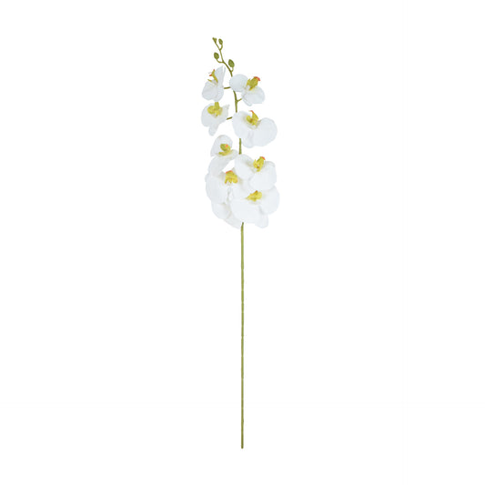 Valkoinen tekoorkidean kukkavarsi, kumipinta, 102 cm