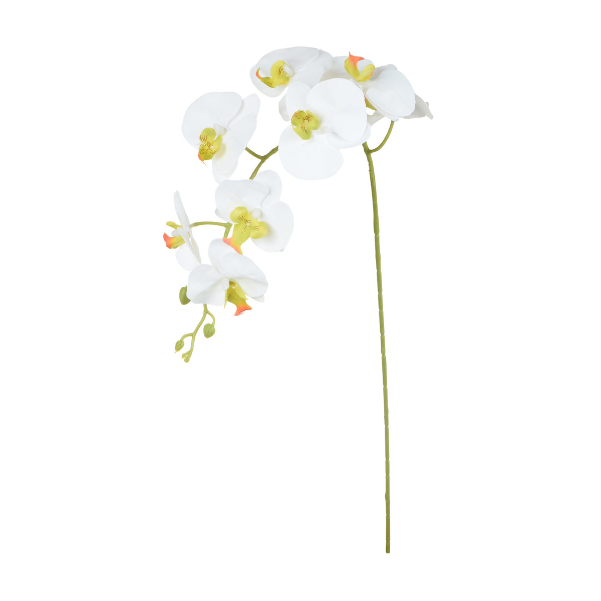 Valkoinen tekoorkidean kukkavarsi, kumipinta, 102 cm
