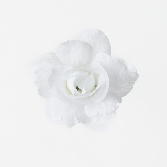 Valkoinen tekoruusun kukkapää, 2.5 cm, 12 kpl
