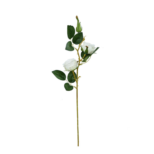 Valkoinen tekoruusun kukkavarsi, 53 cm