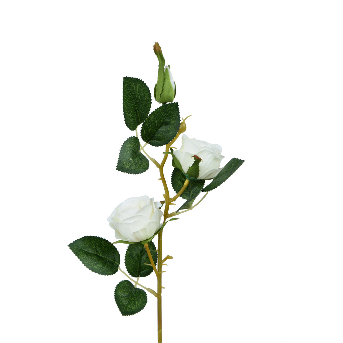 Valkoinen tekoruusun kukkavarsi, 53 cm