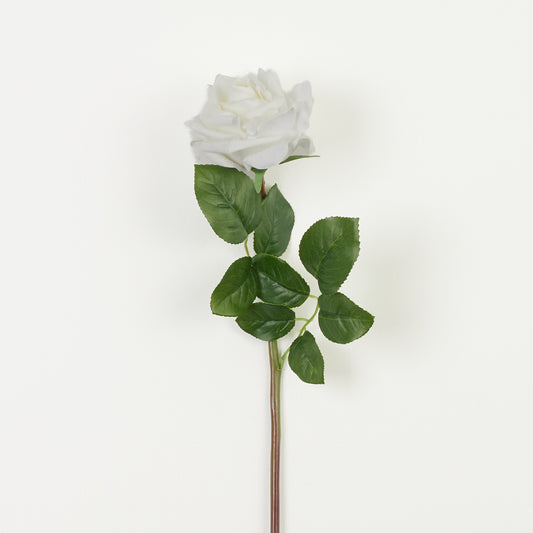 Valkoinen tekoruusun kukkavarsi, 61 cm