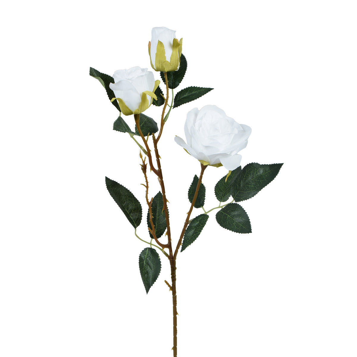 Valkoinen tekoruusun kukkavarsi, 62 cm