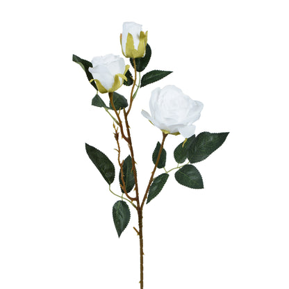 Valkoinen tekoruusun kukkavarsi, 62 cm