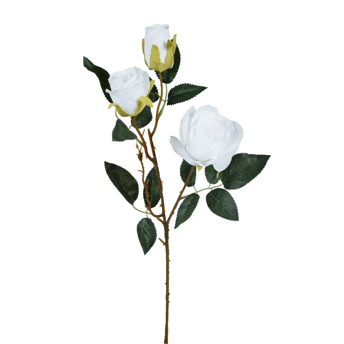 Valkoinen tekoruusun kukkavarsi, 62 cm