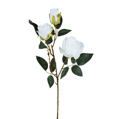 Valkoinen tekoruusun kukkavarsi, 62 cm