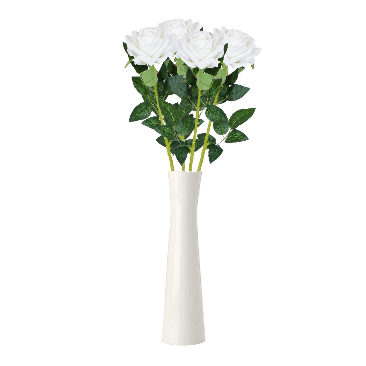 Valkoinen tekoruusun kukkavarsi, 77 cm