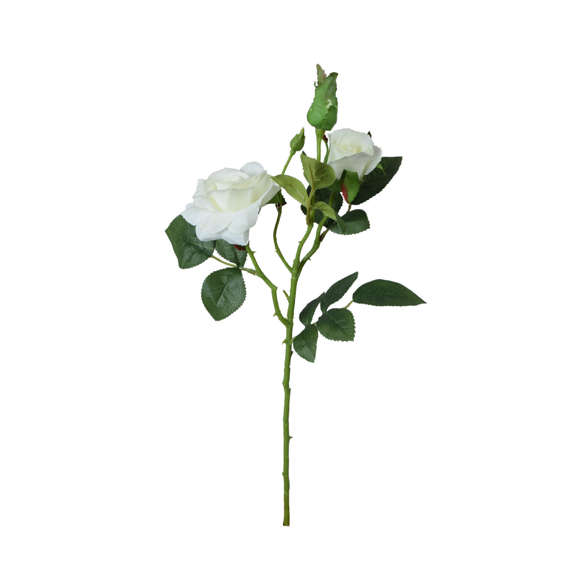 Valkoinen tekoruusun kukkavarsi, kumipinta, 53 cm
