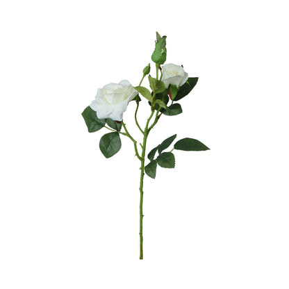 Valkoinen tekoruusun kukkavarsi, kumipinta, 53 cm