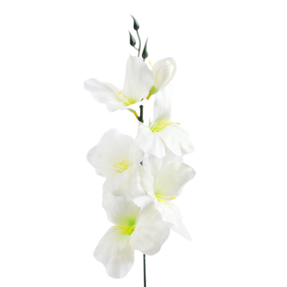 Valkoinen/vaalea/vihreä gladiolus – tekokukka, 55 cm
