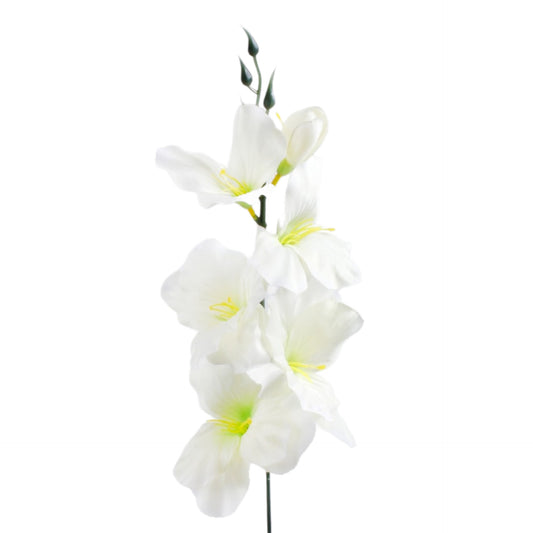Valkoinen/vaalea/vihreä gladiolus – tekokukka, 55 cm