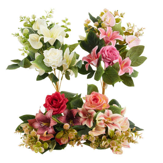 Värilajitelma tekoruusun kimppu, 55 cm