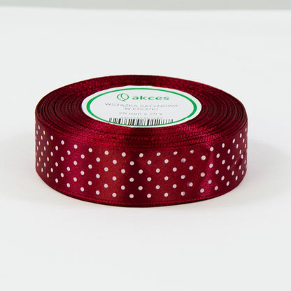 Viininpunainen koristenauha, satiini, 25 mm