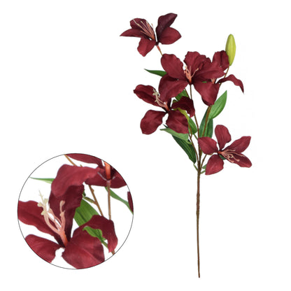 Viininpunainen tekoliljan kukkavarsi, 70 cm