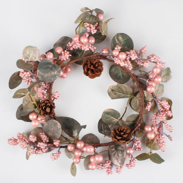 Roosa eukalüpti marjast pärg Ø33 cm - Kunstlilled
